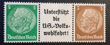 Germania (Deutsches Reich 1933-1934)Tandem cu C&acirc;mp Publicitar "Unterst&uuml;tzt die NS.-Volkswohlfahrt!" (5Pf Verde + 3Pf Maro, MINT / Neștampilat) CLK1