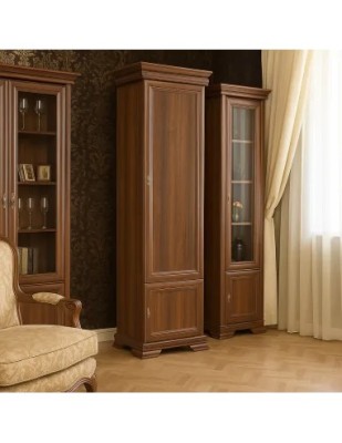 Dulap VMD1, 4 polite, 2 usi, Pal Melaminat, cu elemente din MDF, Nuc foto