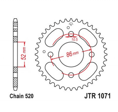 Pinion spate 30 dinti pas lant 520 &amp;ndash; ATV Kymco Mxer 50 (02-07) - MXU 50 (04-17) - Mxer 150 (02-15) - MXU 150 (02-15) foto