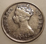 J.281 HONG KONG COLONIE BRITANICA VICTORIA 10 CENTS 1900 ARGINT