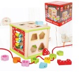 Cub educativ montessori cu forme geometrice si snuruit - JH-4