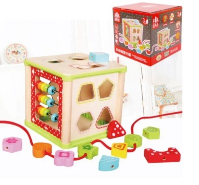 Cub educativ montessori cu forme geometrice si snuruit - JH-4 foto