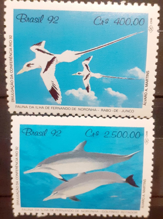 Brazilia 1992 fauna pasari, pesti , fauna marina serie 2v mnh