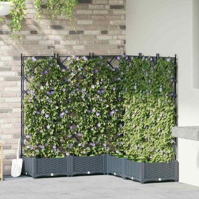 vidaXL Jardiniere grădină cu spalier 5 buc. gri deschis 120x40x125,5cm foto