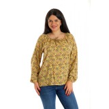 Bluza Dama, tip IE, Galben mustar cu model Floral - L