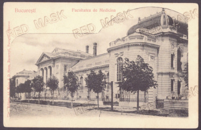 374 - BUCURESTI, Faculty of Medicine, Litho, Romania - old postcard - unused foto