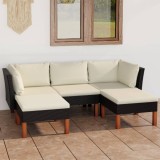 Cumpara ieftin Gossi set mobilier de gradina cu perne, 5 piese, negru, poliratan