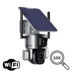 Camera Supraveghere Exterior Wireless 4K Ultra HD, Dual Camera 4MP+4MP, 10X Optical ZOOM, Incarcare Solara, Rotire Din Aplicatie, Rezistenta La Apa IP