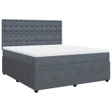 Cumpara ieftin Pat box spring cu saltea, gri inchis, 180x200 cm, catifea