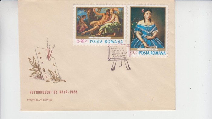 C12 - FDC Romania - Reproduceri de arta I - LP668 - 1968