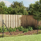 VidaXL Gard plasă de s&acirc;rmă cu țăruși de fixare, antracit, 1,1x10 m