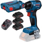 Bosch GDR 18V-220 C + 0615990L1R - Masina de insurubat cu impact 220 Nm M6-M16 + Set 3 acumulatori si incarcator Li-Ion 18 V 4 Ah valiza speciala