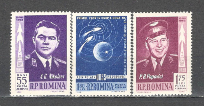 Romania.1962 Posta aeriana-Cosmonautica Vostok 3 si 4 ZR.182