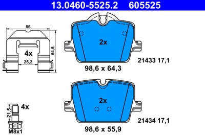 ATE 13.0460-5525.2 set placute frana,frana disc foto