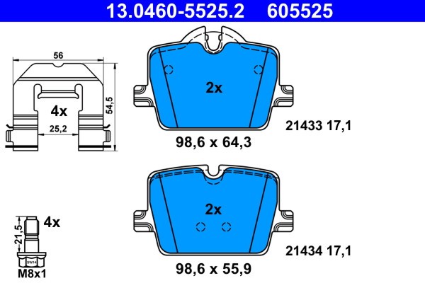 ATE 13.0460-5525.2 set placute frana,frana disc