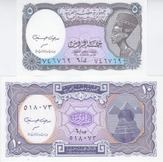 Bancnota Egipt 5 si 10 Piastri (2002) - P189b/190A UNC ( set x2 - vezi descriere )