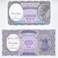 Bancnota Egipt 5 si 10 Piastri (2002) - P189b/190A UNC ( set x2 )
