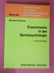 Experimente in der sportpsychologie Meinhart Volkamer Experimente in psihologia sportului (in germana)
