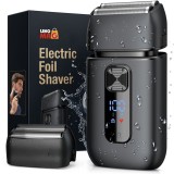 Aparat de Ras Electric cu Lame Flotante Duble Linomag&reg;, Trimmer Rabatabil, USB-C Reincarcabil, Autonomie 120 minute, Rezistent la Apa, Negru