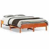 VidaXL Cadru pat fără saltea, maro ceruit, 135x190 cm, lemn masiv pin