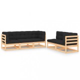 Cumpara ieftin Set mobilier de grădină cu perne, 5 piese, lemn masiv de pin