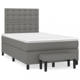 Cumpara ieftin Pat box spring cu saltea, gri inchis, 120x200 cm, textil