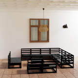 Set mobilier de gradina, 12 piese, negru, lemn masiv de pin GartenMobel Dekor, vidaXL