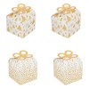 Set 4 Cutii Carton Craciun 9.5x9.5x8cm Alb/Auriu Cadouri Dulciuri Hartie