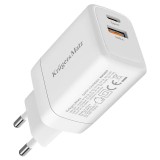 Incarcator retea rapid Kruger&amp;Matz KM0856 PD QC GAN 45W PPS 1x USB-A /1x USB-C alb