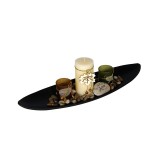 Set Lumanare si suport din lemn cu pahare, Negru, ATU-081177, Oem