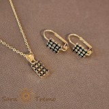 Cumpara ieftin Set bijuterii placate cu aur - cristale zirconia negre