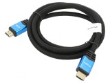 Cablu HDMI 2.0 textil 1,8m negru cu mufă HDMI pe ambele părți