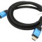 Cablu HDMI 2.0 textil 1,8m negru cu mufă HDMI pe ambele părți