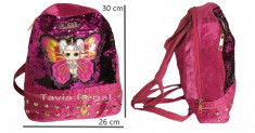 Ghiozdan tip LOL pentru fete, cu paiete revesibile 30 cm x 26 cm , roz foto