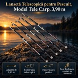 Lansetă Telescopică pentru Pescuit, Model Tele Carp, 3,90 m