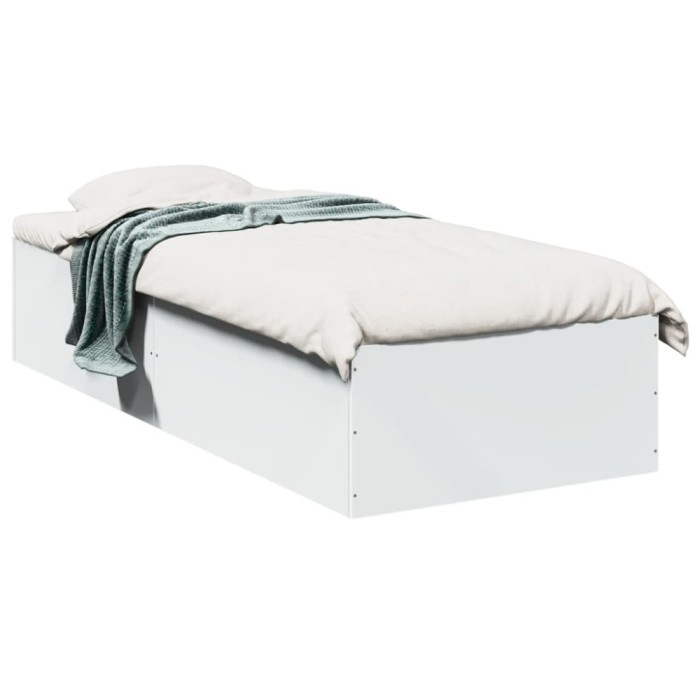 vidaXL Cadru de pat, alb, 100x200 cm, lemn prelucrat