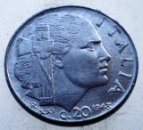 1.777 ITALIA WWII VITTORIO EMANUELE III 20 CENTESIMI 1943 R MAGNETIC, Europa