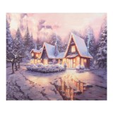 Cumpara ieftin Decor perete Peisaj Craciun textil multicolor cu led 180x1x210 cm