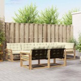 vidaXL Set de canapele de exterior cu pernă 7 pcs Alb și crem 3388780