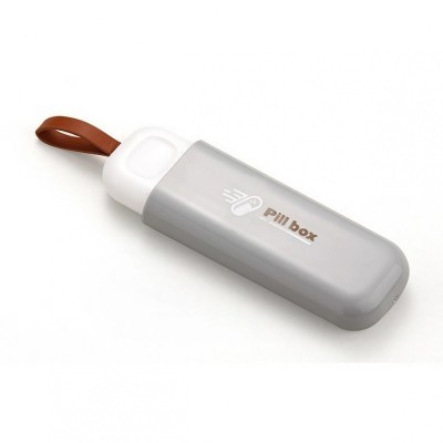 Cutie Depozitare Medicamente, Flippy, Portabila, 3 Compartimente, Tip Breloc, Plastic, Glisanta, Gri, 10.7x3.6x1.6 cm foto