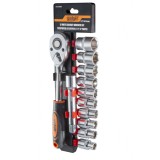 Set tubulare 12 piese 1/2 inch 10-24 mm cu clichet, prelungitor si adaptor