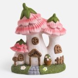 Casuta Ceramică cu Ciuperci și Flori Roz pentru Grădină, CMCLASS