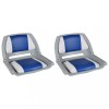 Set 2 Scaune Barca Pliabile vidaXL, 41x51x48cm, Perna Impermeabila Albastru/Alb, Confortabile, Fixare Usoara