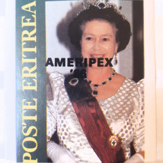Eritrea regina Elisabeta II, supratipar ameripex 86BLOC NEDANT. Mnh
