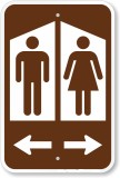 Indicator pentru toaletă bărbat femeie și săgeată