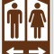 Indicator pentru toaletă bărbat femeie și săgeată