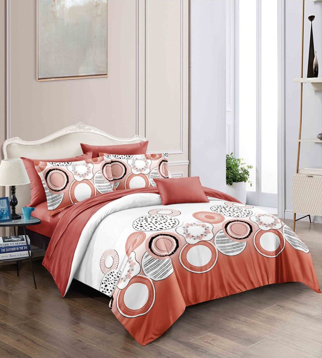 Lenjerie de pat pentru o persoana cu 2 huse de perna dreptunghiulara, Abydos, bumbac mercerizat, multicolor