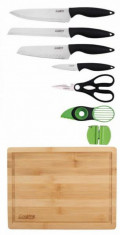 QUEEN, 8 PIECES KNIVES SET 8 Chef knife , 1.5 mm thickness 8 Bread knife , 1.5 mm thickness 7santoku knife, 1.5 mm thickness 3.5 Paring knife , 1.2 mm foto