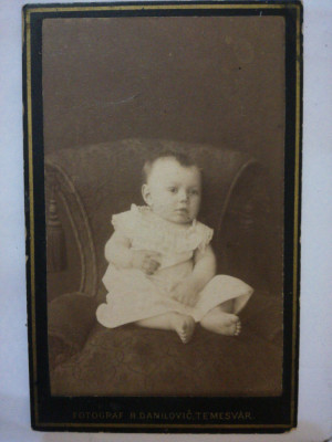 Foto veche carton CDV atelier B. Danilovic, Timisoara/ Temesvar, copil foto