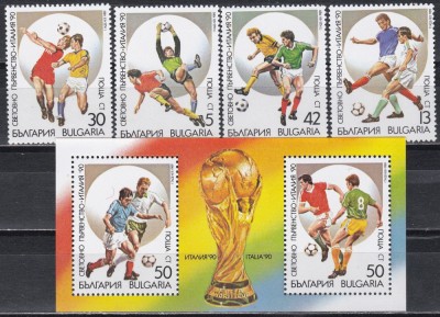 Bulgaria 1989 - Cupa Mondială de fotbal - Italia, Serie + Colita, MNH foto